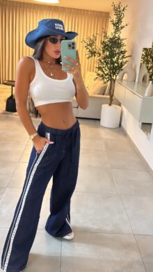 ⁦מכנס דמוי גינס פס⁩ – תמונה ⁦3⁩