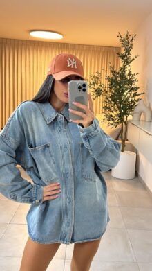 ⁦חולצת גינס כיסים⁩ – תמונה ⁦2⁩