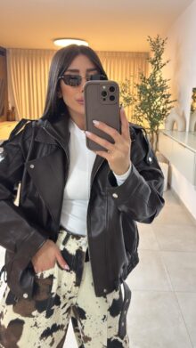 ⁦מעיל דמוי עור⁩ – תמונה ⁦3⁩