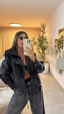 ⁦מעיל דמוי עור⁩ – תמונה ⁦5⁩