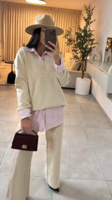 חליפת מכנס סריג