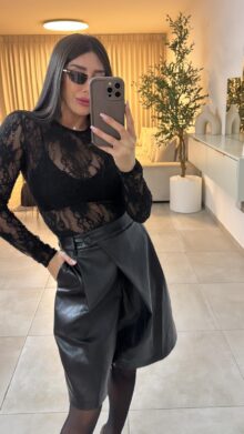 ⁦ברמודה דמוי עור רחב⁩ – תמונה ⁦2⁩